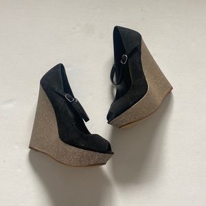 Womens Steve Madden Black Glitter Heels Size 9